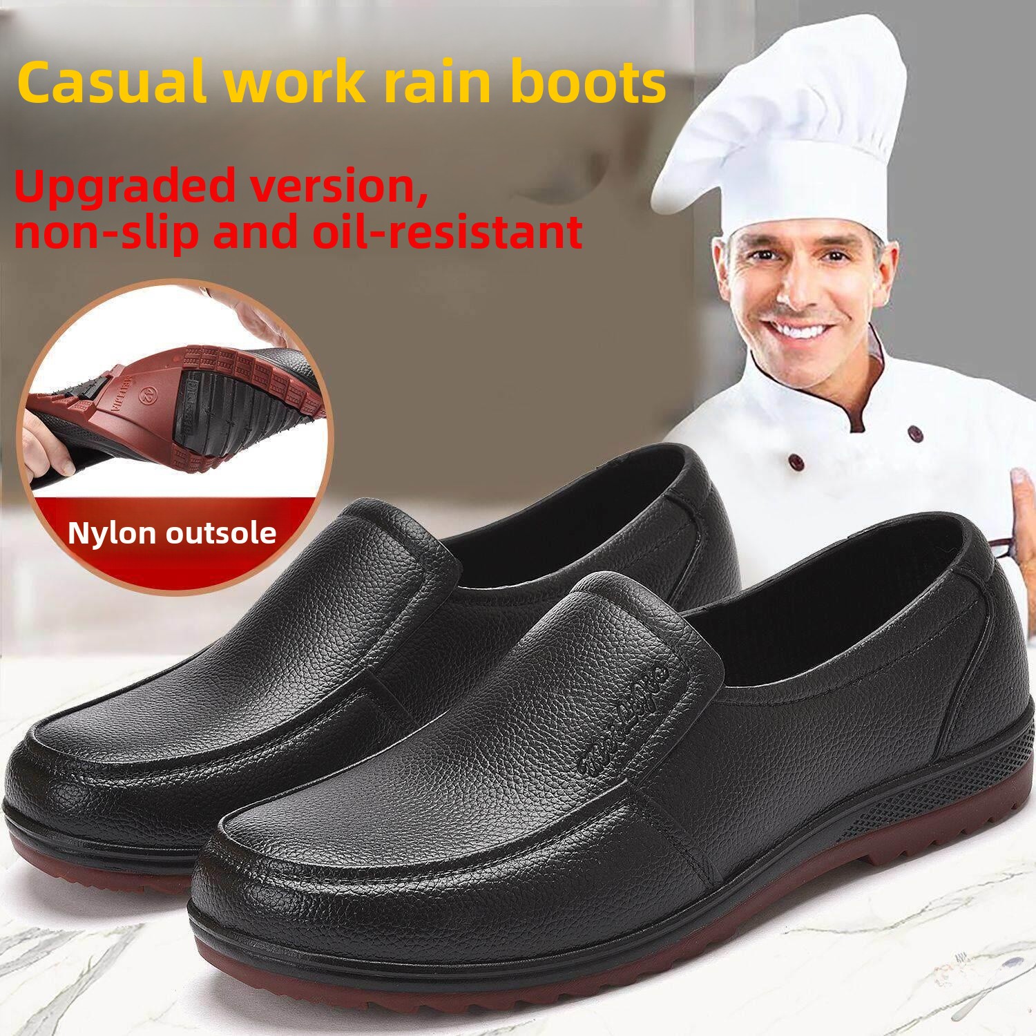Youtube Leatherwork - Botas de Lluvia Casuales para Hombre,