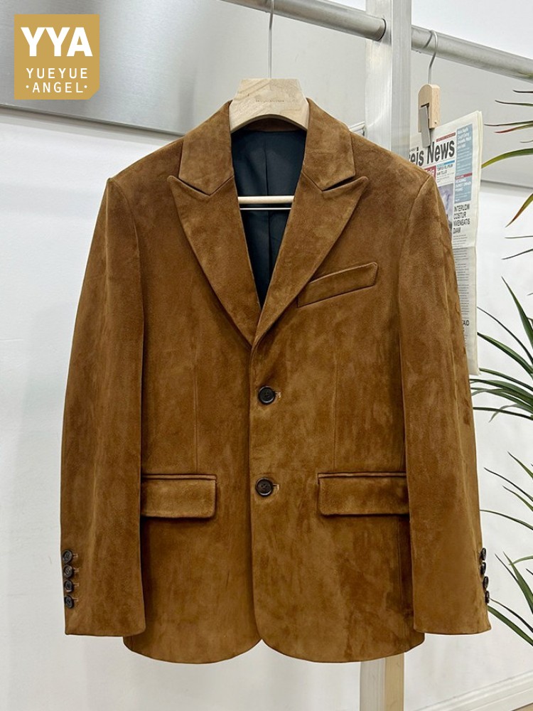 Leather Work Jacket Mens - Chaqueta de Traje Elegante de Piel