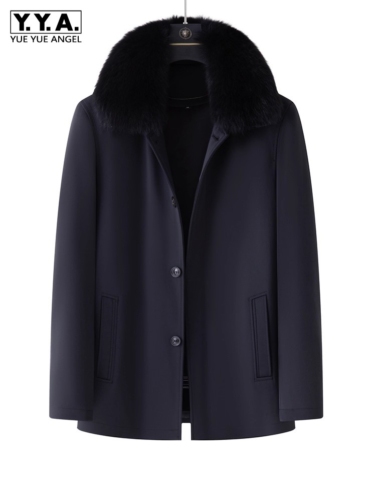 Leather Work Jacket Mens - Chaqueta con forro de piel de