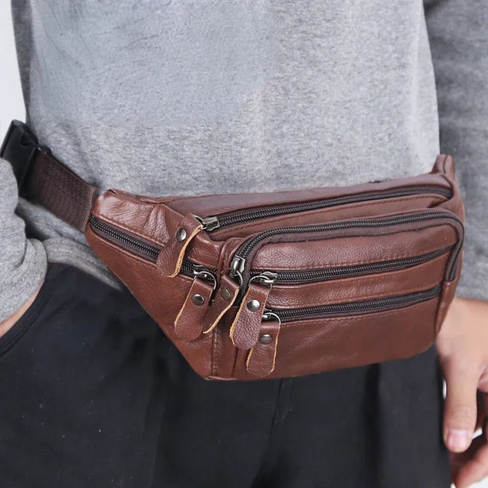 Leatherwork Wallet - Riñonera de Cuero PU con Cierre