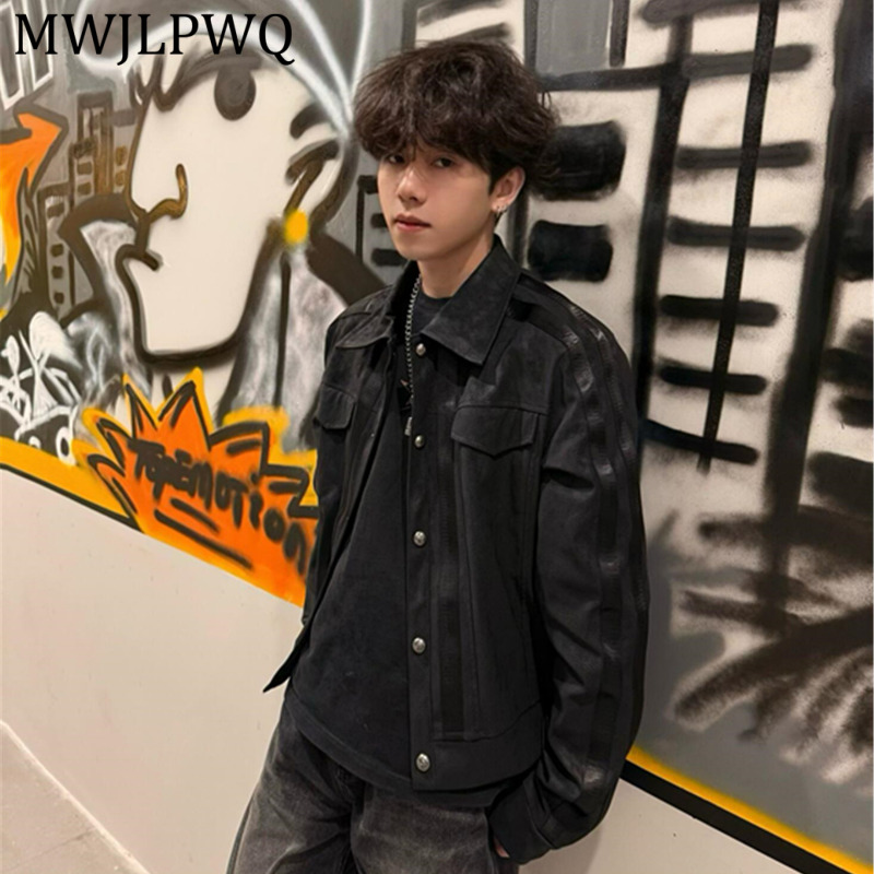 Leather Work Jacket Mens - MWJLPWQ Chaqueta de trabajo retro de
