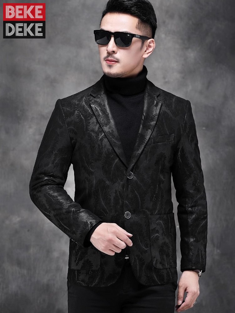 Leather Work Jacket Mens - Chaqueta de cuero genuino de piel