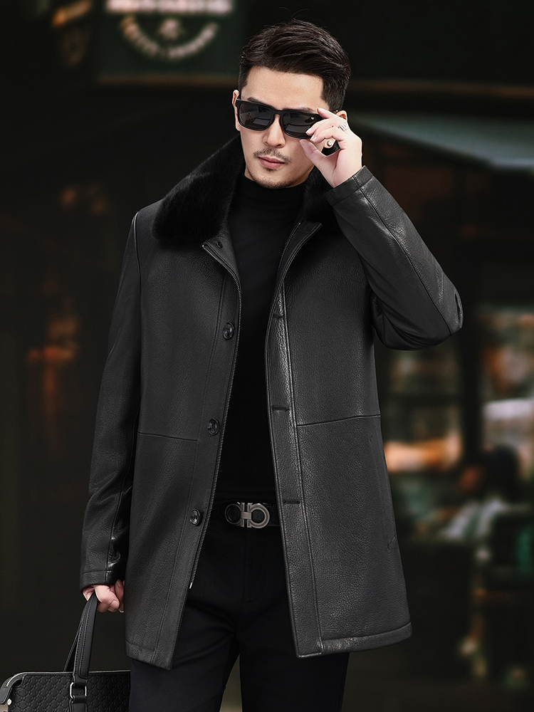 Chaqueta larga de lujo para ho - Leather Work Jacket Mens reseña y precio