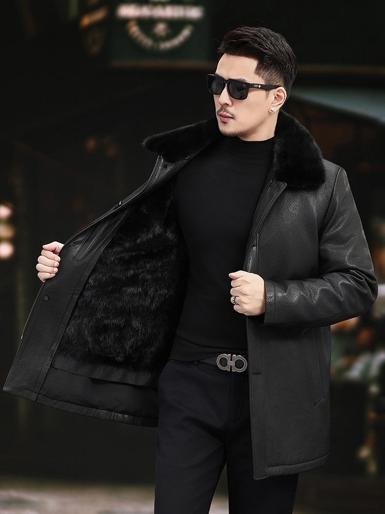Chaqueta larga de lujo para ho - Leather Work Jacket Mens reseña y precio