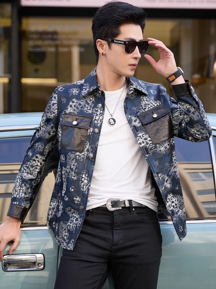Nueva moda de lujo con estampa - Leather Work Jacket Mens reseña y precio