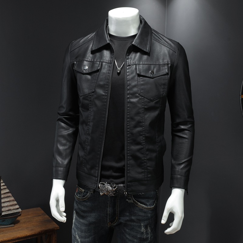 Chaqueta de cuero con solapa p - Leather Work Jacket Mens reseña y precio