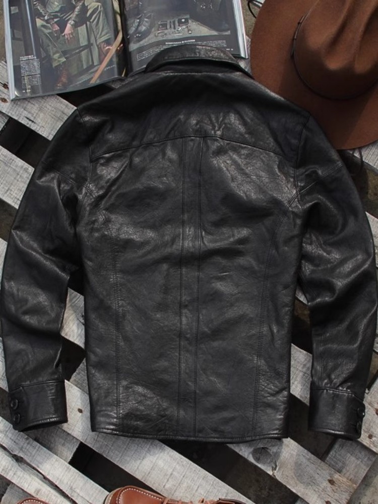 Chaqueta Punk de cuero genuino - Leather Work Jacket Mens reseña y precio