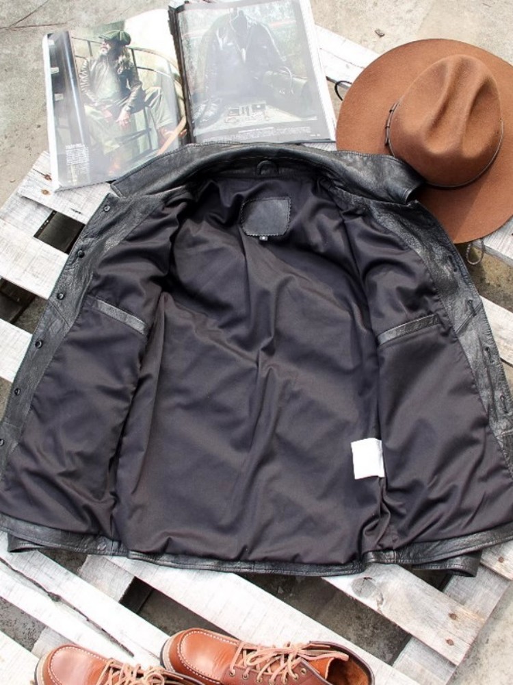 Chaqueta Punk de cuero genuino - Leather Work Jacket Mens reseña y precio